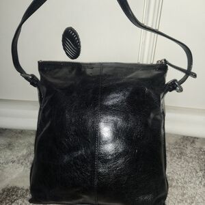 HOBO Classic Black Leather Shoulder Bag